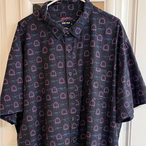 Pac-Man Ghost Pattern Shirt in Black and Purple